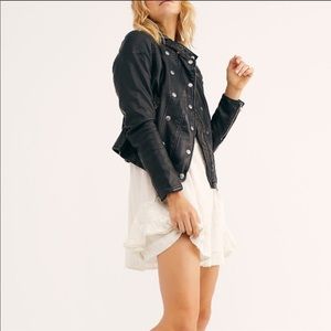 Free People New Dawn Vegan Jacket Black Moto XS